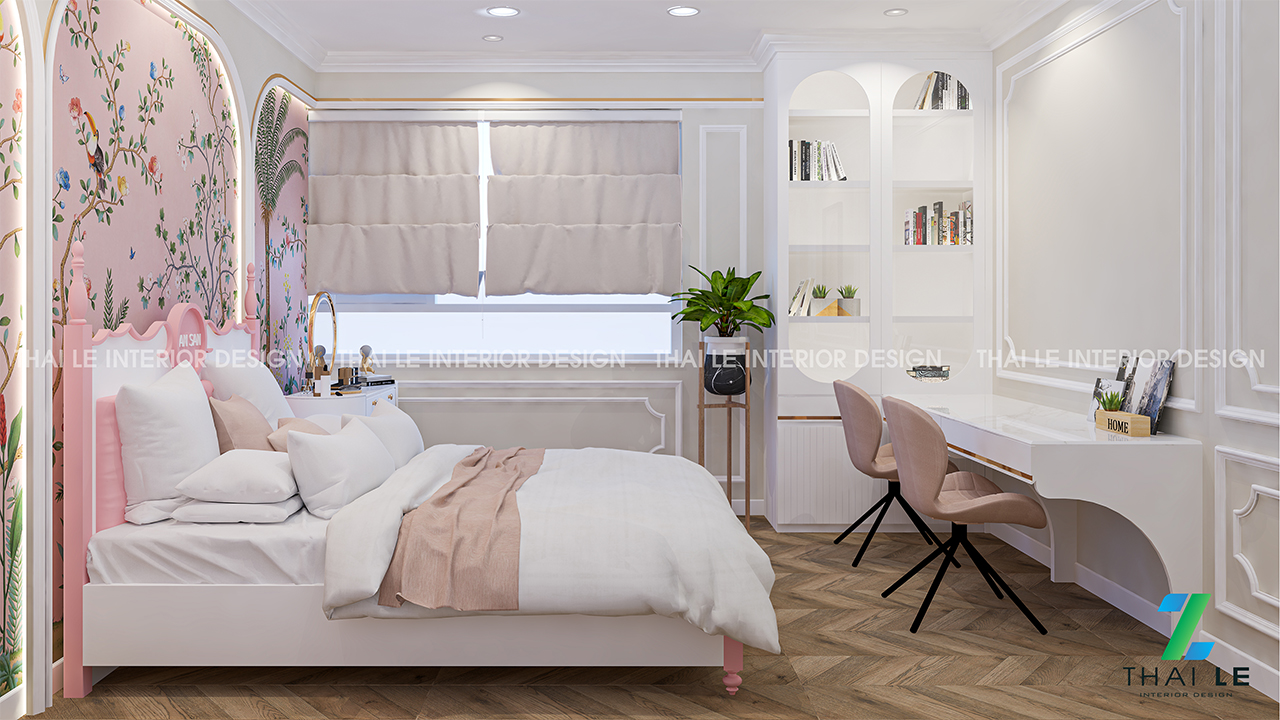 Ý tưởng trang trí phòng ngủ màu hồng cho nàng